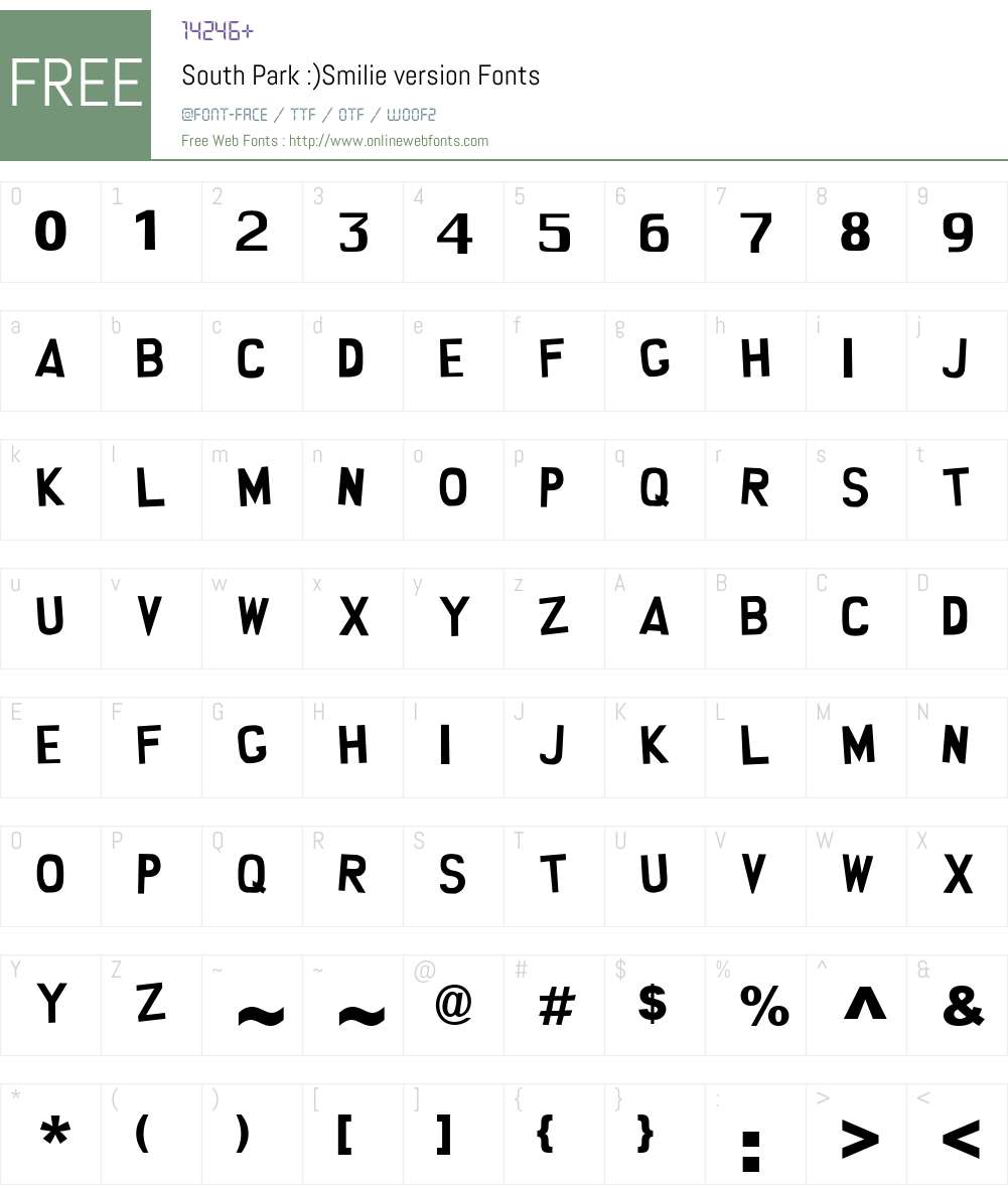 South Park Font Screenshots
