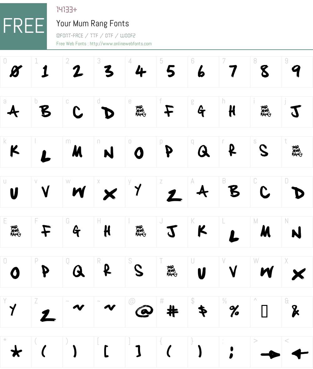 Your Mum Rang Font Screenshots
