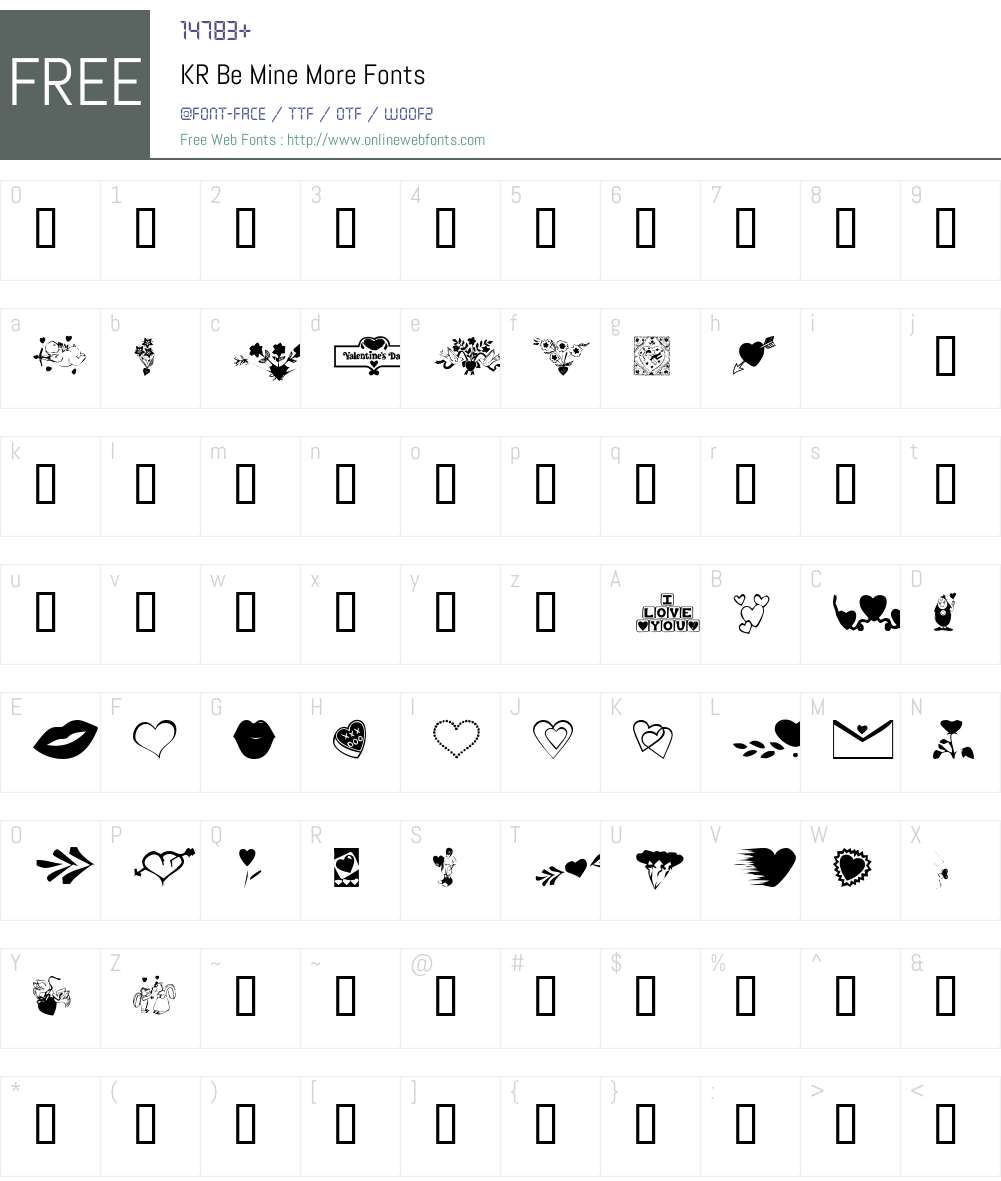 KR Be Mine More Font Screenshots