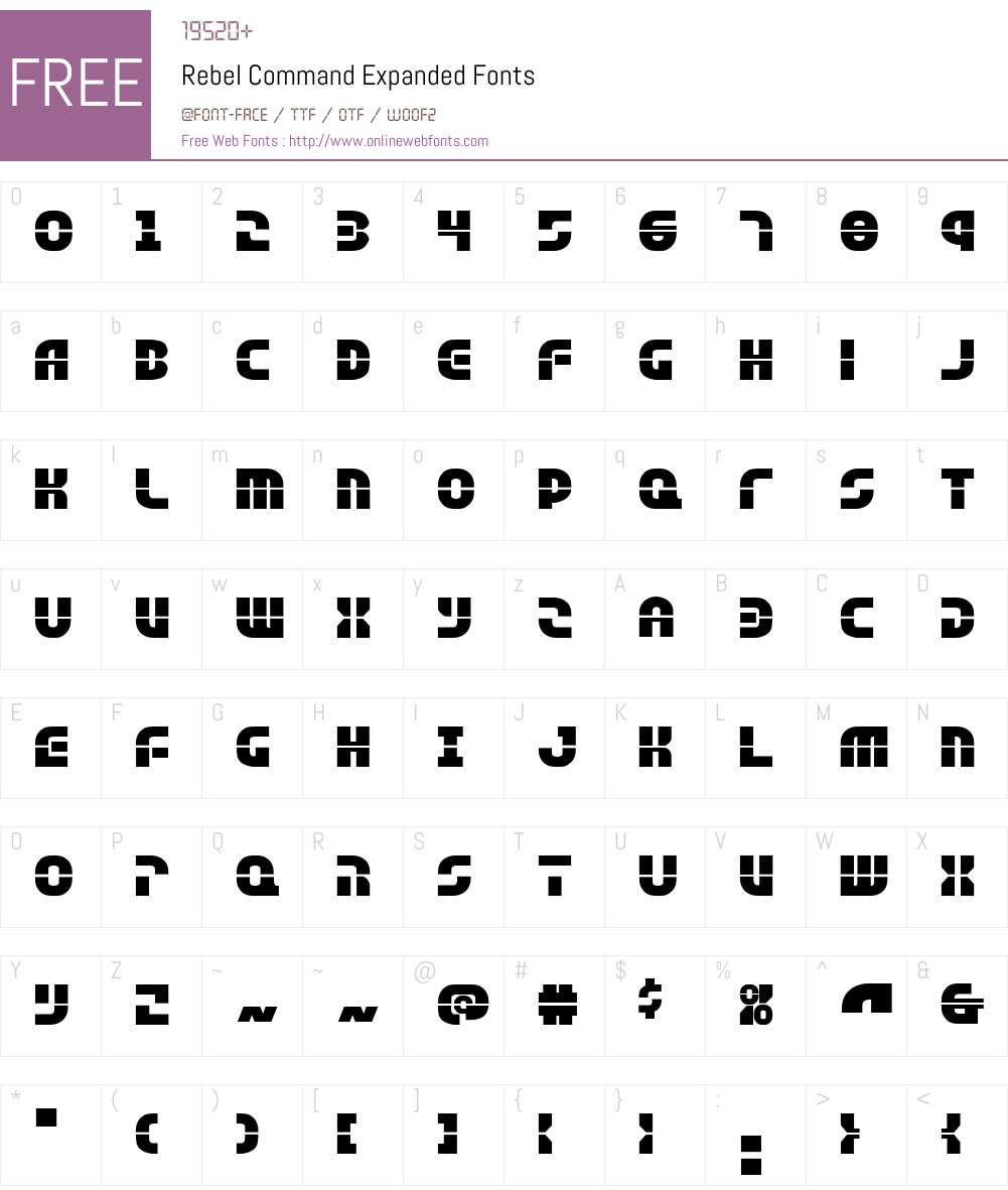 Rebel Command Expanded Font Screenshots