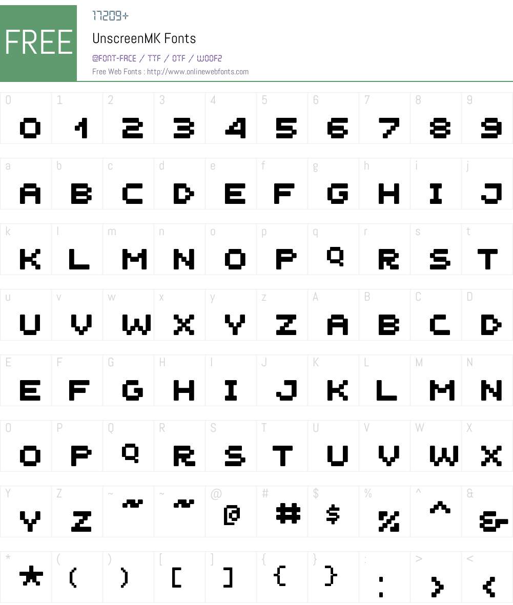 Unscreen Font Screenshots