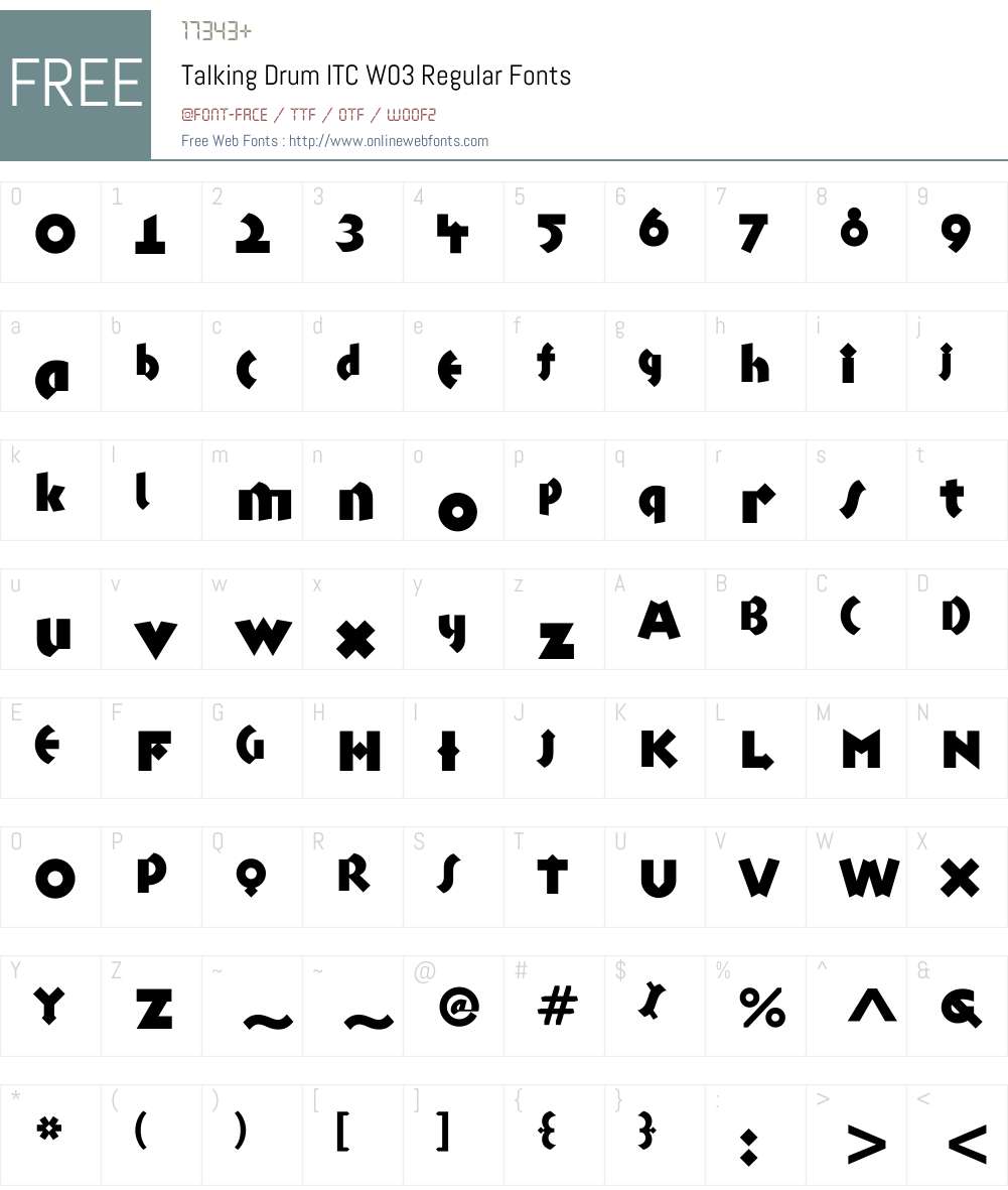 TalkingDrumITCW03-Regular Font Screenshots