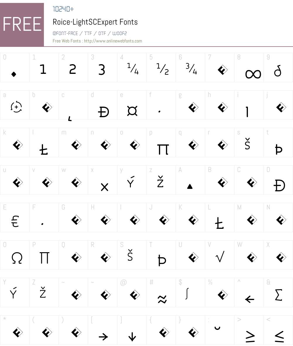 Roice-LightSCExpert Font Screenshots