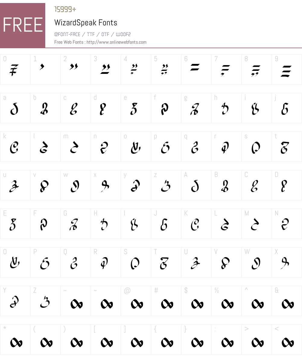 WizardSpeak Font Screenshots