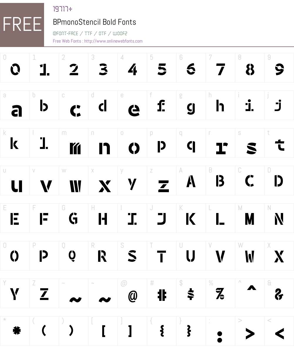 BPmonoStencil Font Screenshots