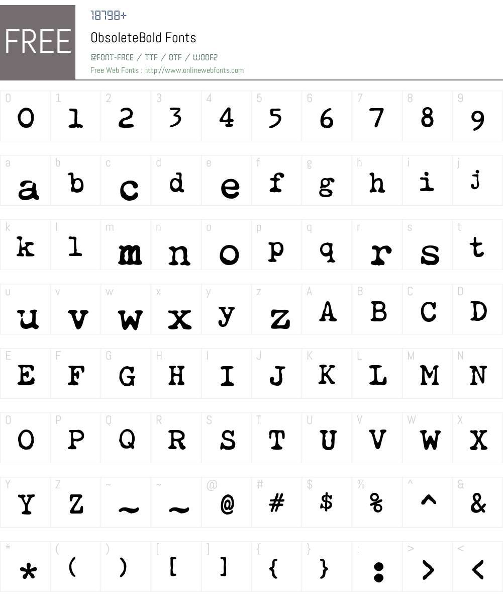Obsolete Font Screenshots