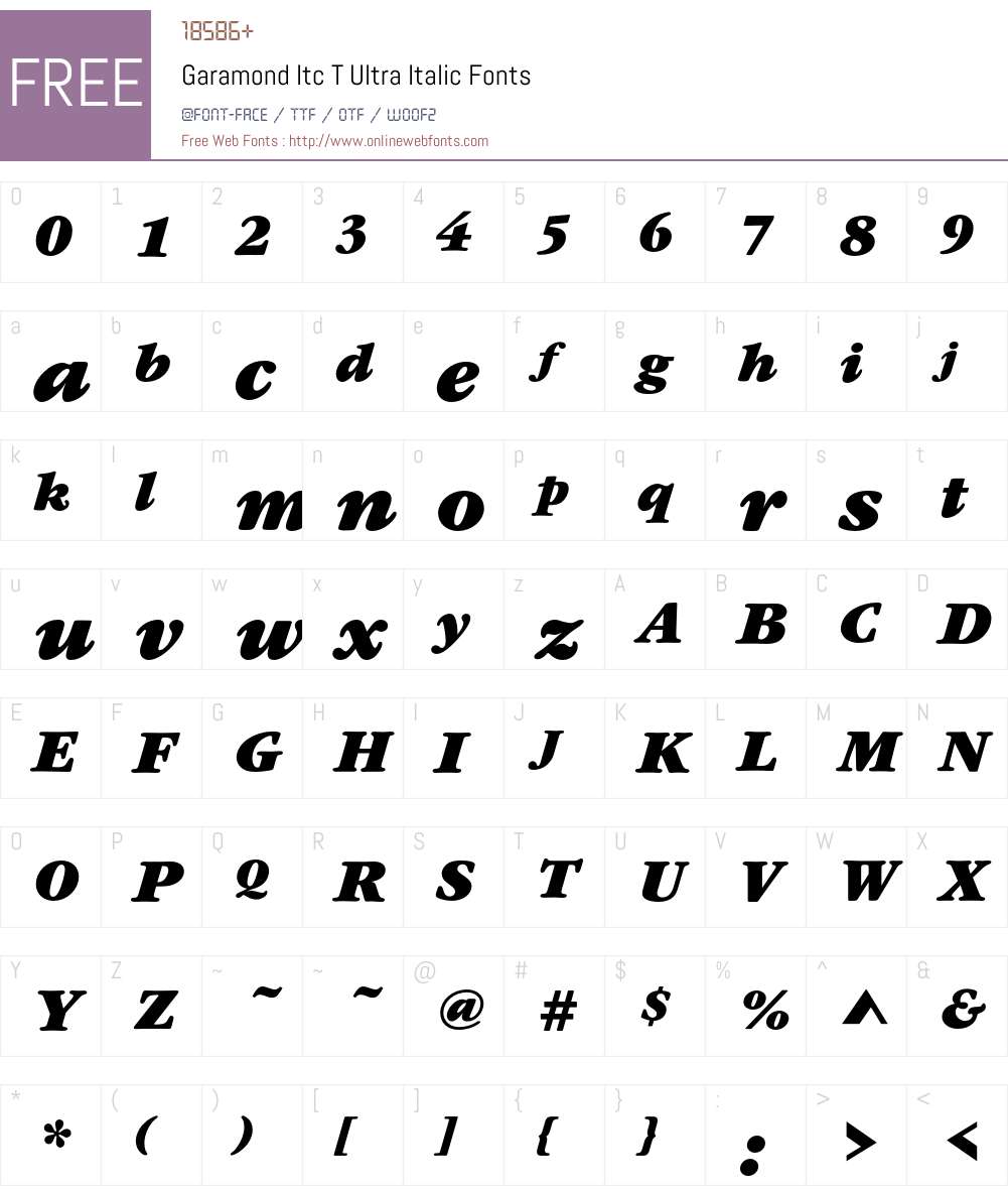 GaramItcTUltIta Font Screenshots