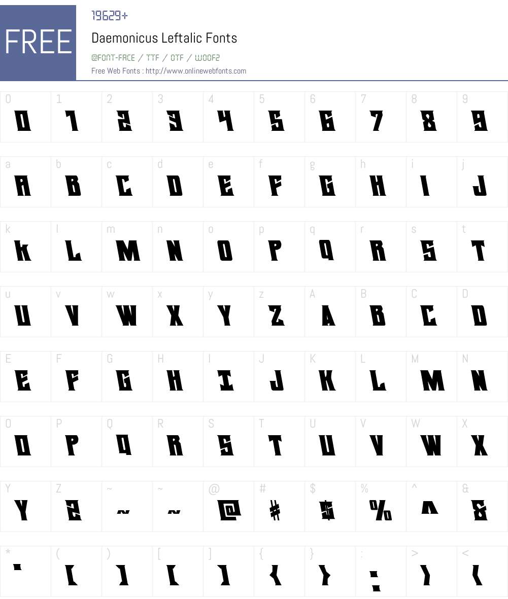 Daemonicus Leftalic Font Screenshots