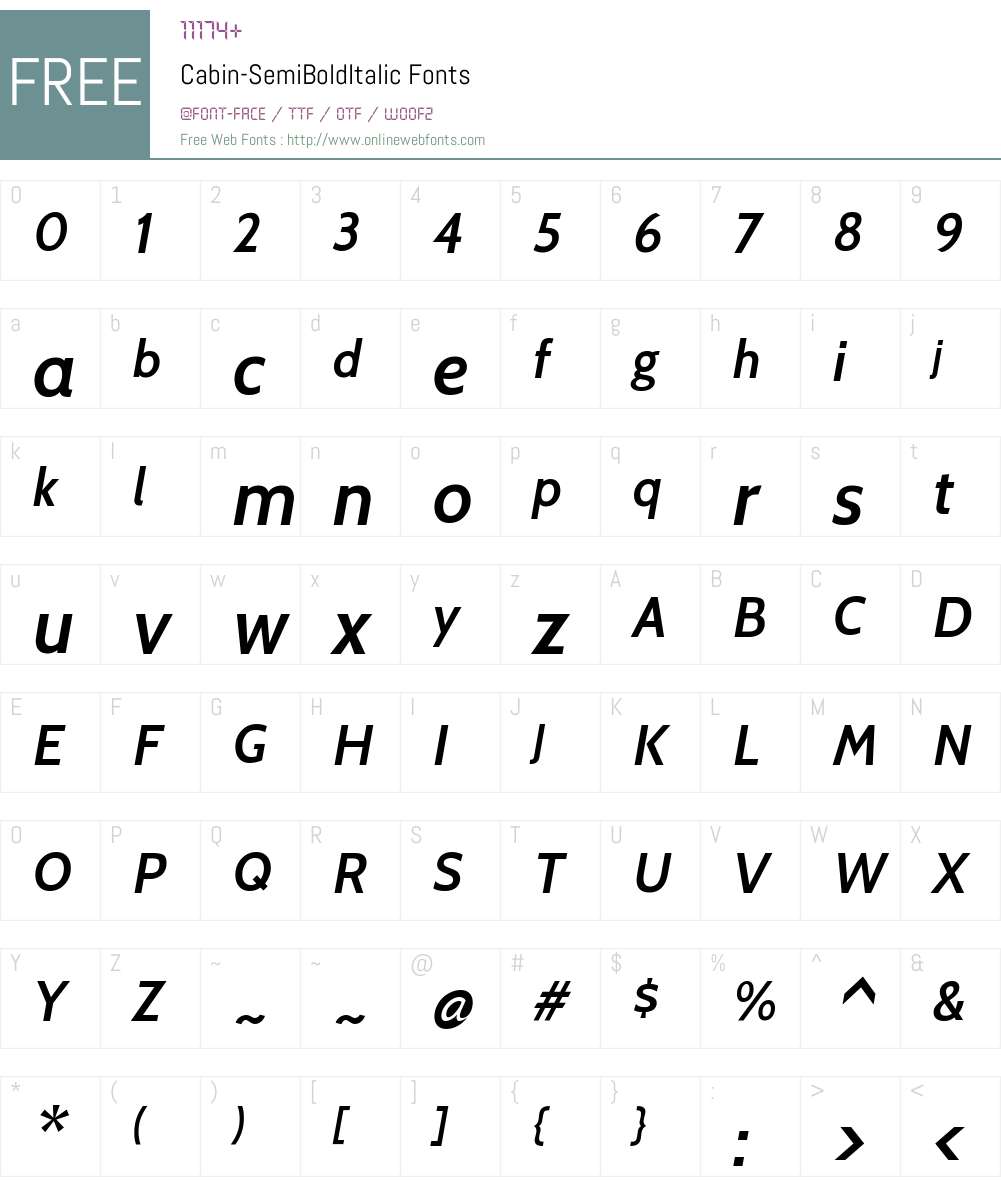 Cabin Font Screenshots