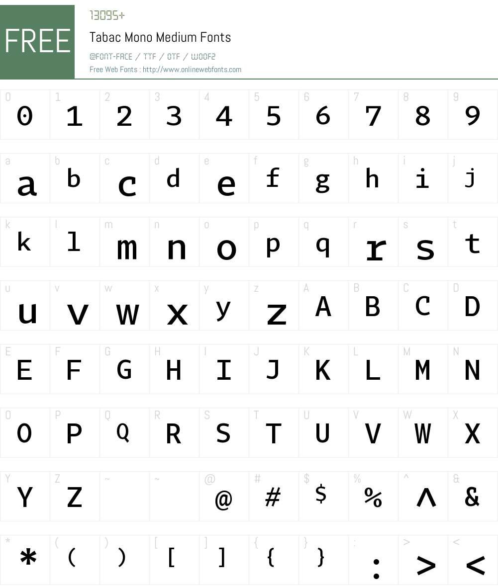 Tabac Mono Medium Font Screenshots