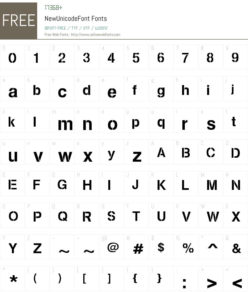 NewUnicodeFont Font Screenshots