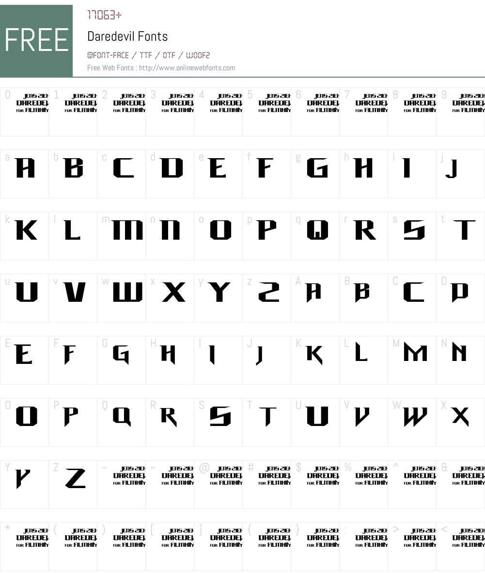 Daredevil Font Screenshots
