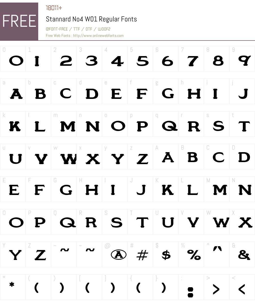 StannardNo4W01-Regular Font Screenshots