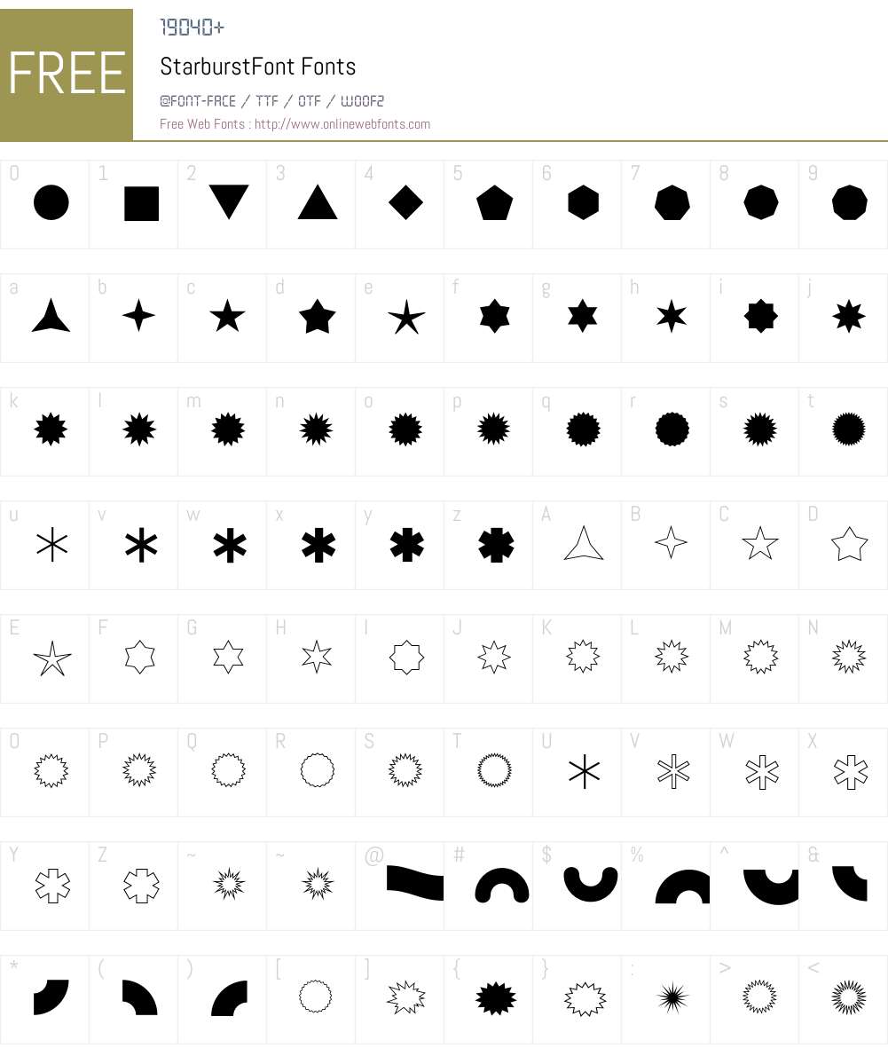 StarburstFont Font Screenshots