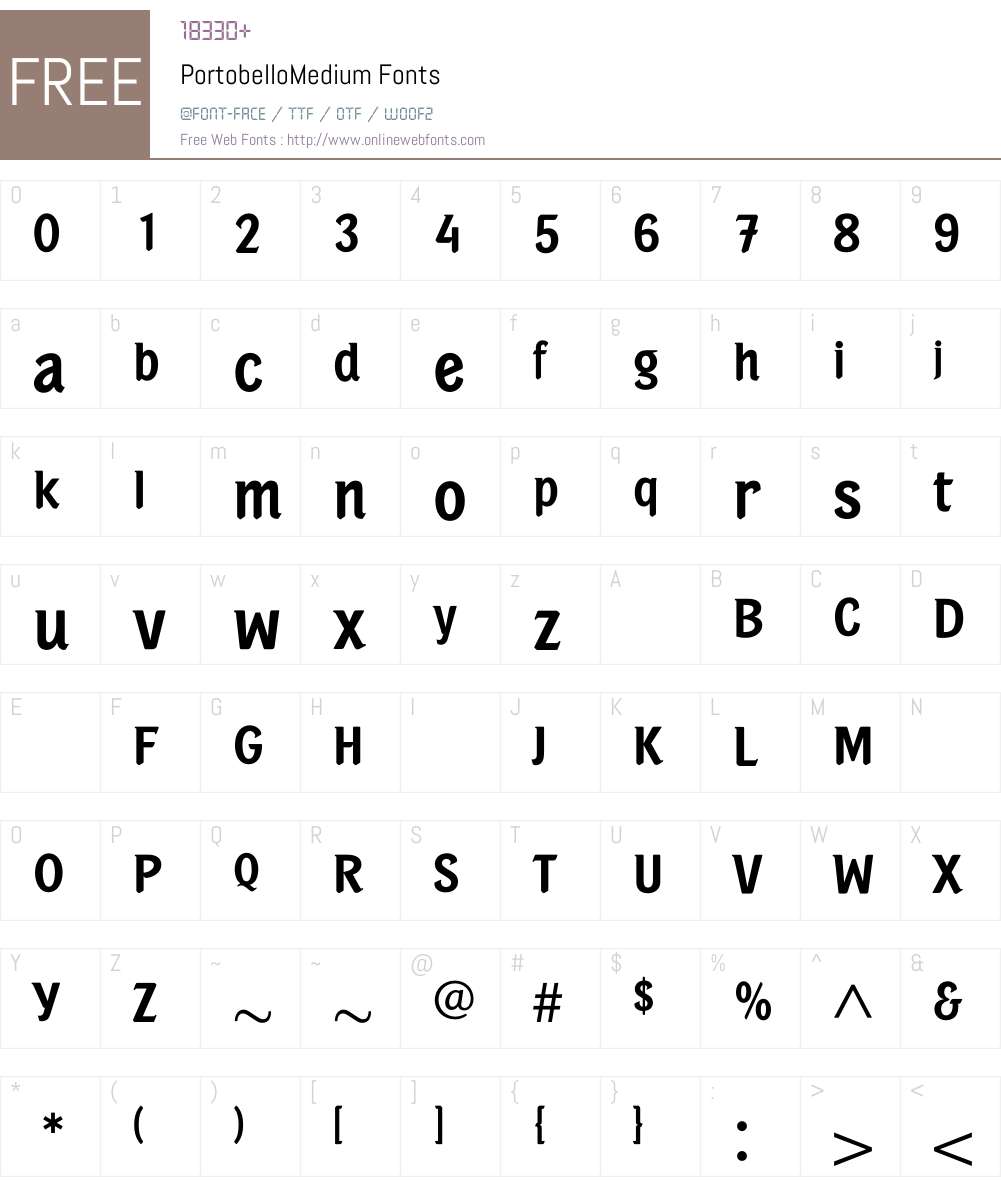PortobelloMedium Font Screenshots