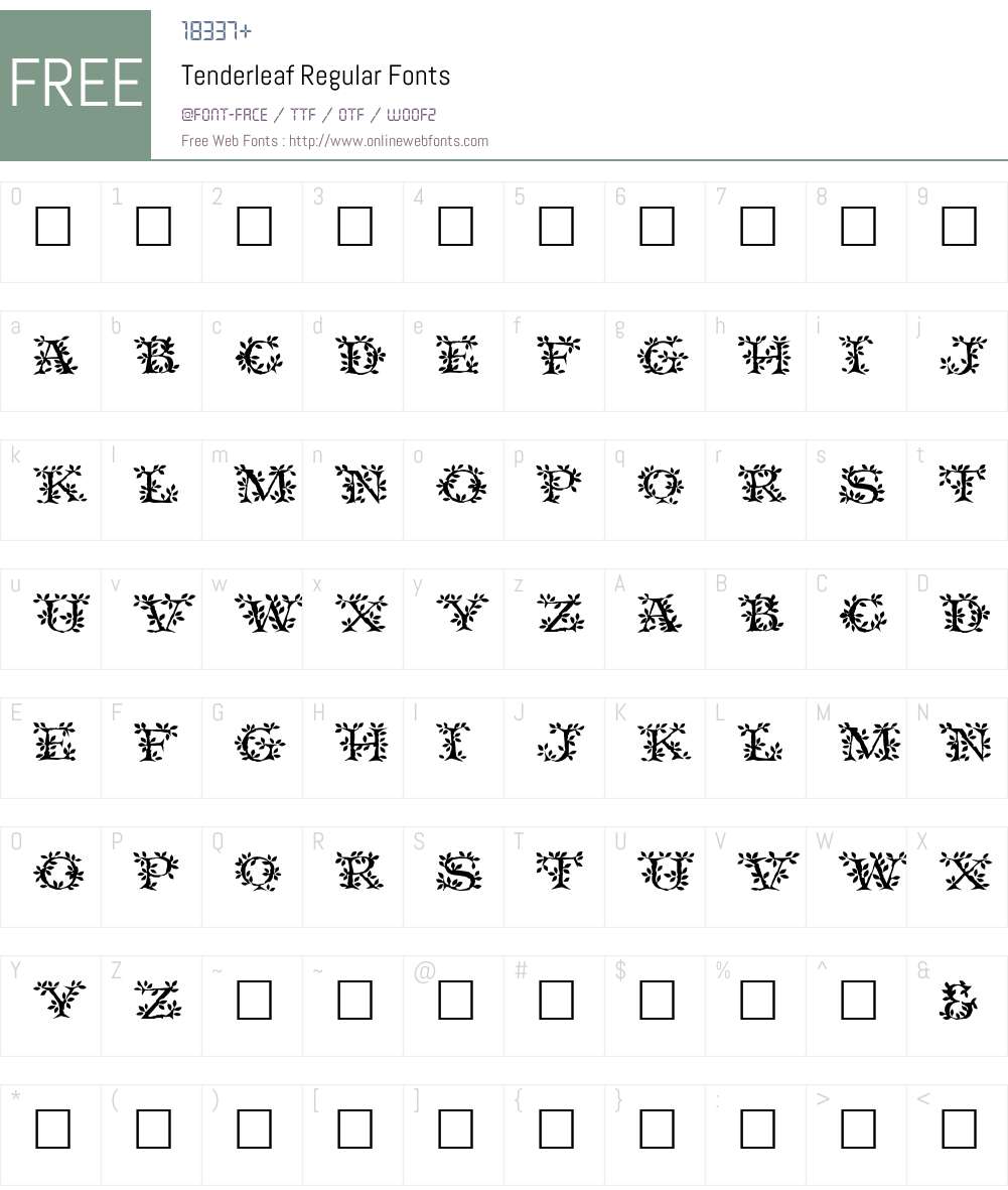Tenderleaf Font Screenshots