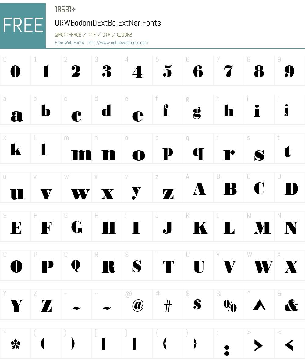 URWBodoniDExtBolExtNar Font Screenshots