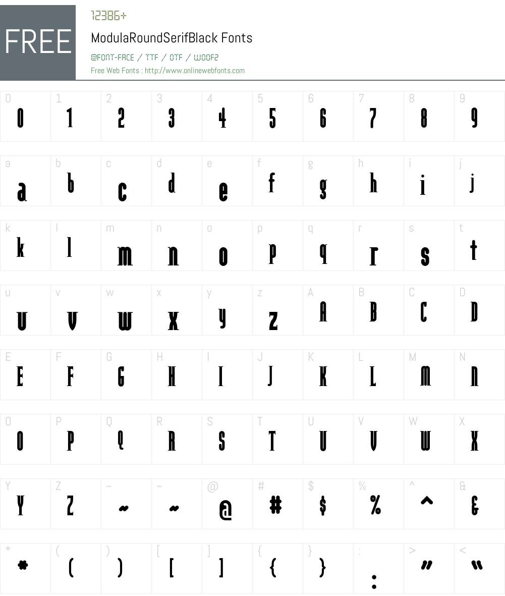 Modula Font Screenshots
