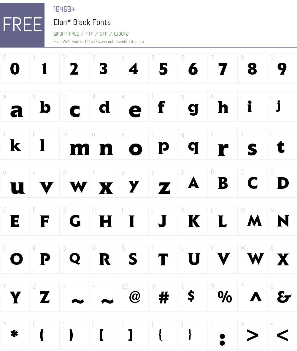 Elan BQ Font Screenshots