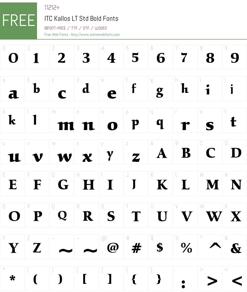 ITC Kallos LT Std Font Screenshots