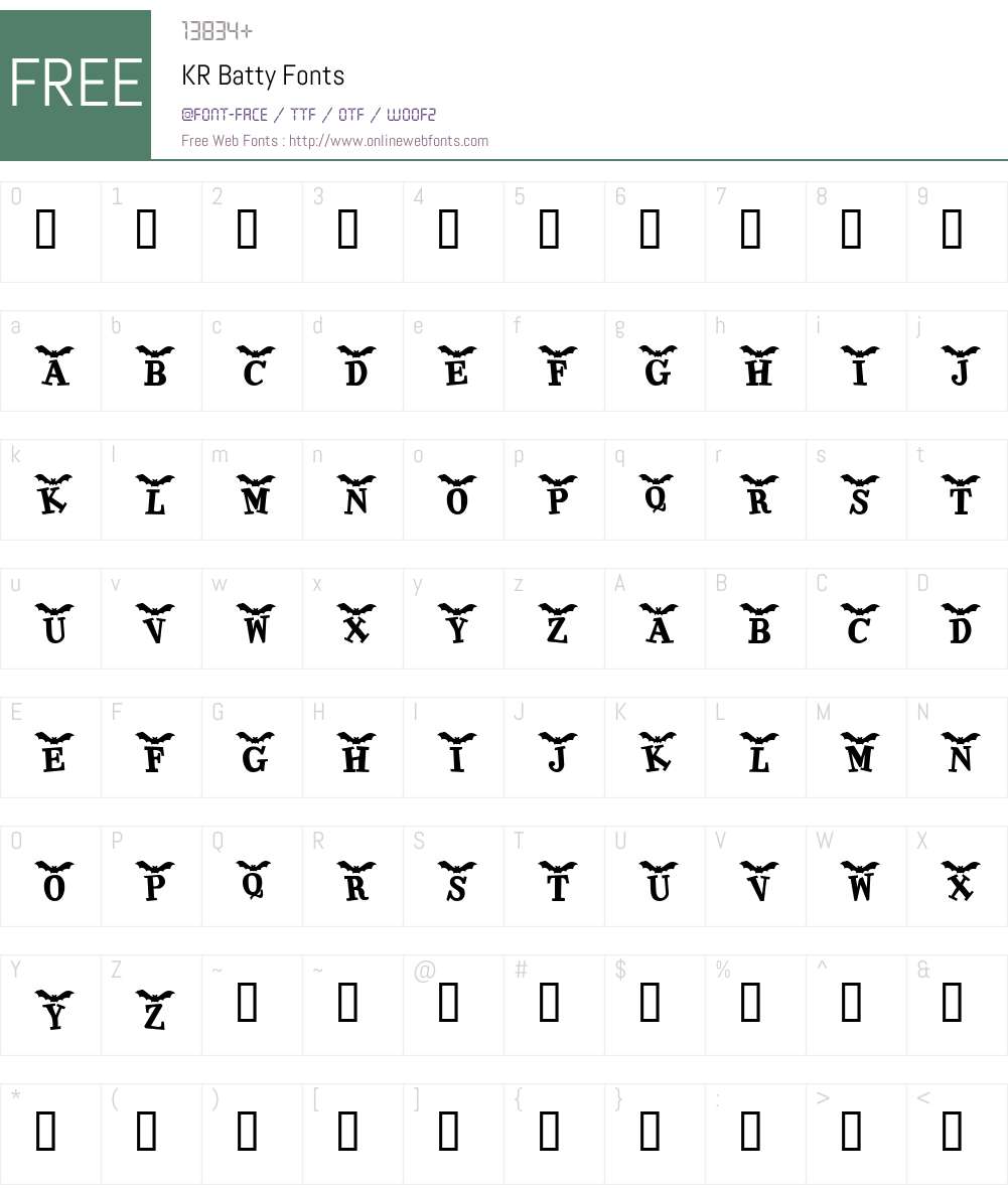KR Batty Font Screenshots