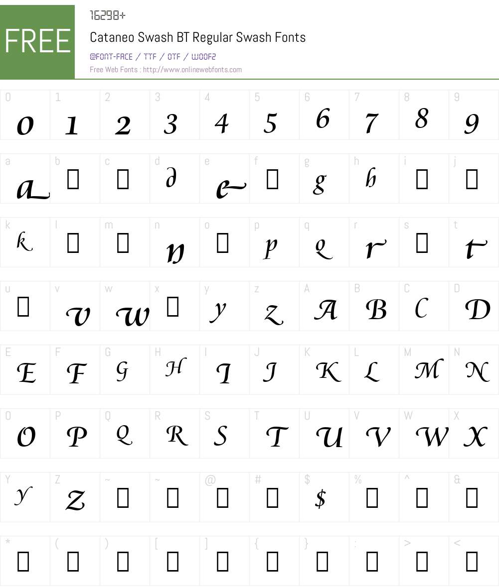 Cataneo Swash BT Font Screenshots