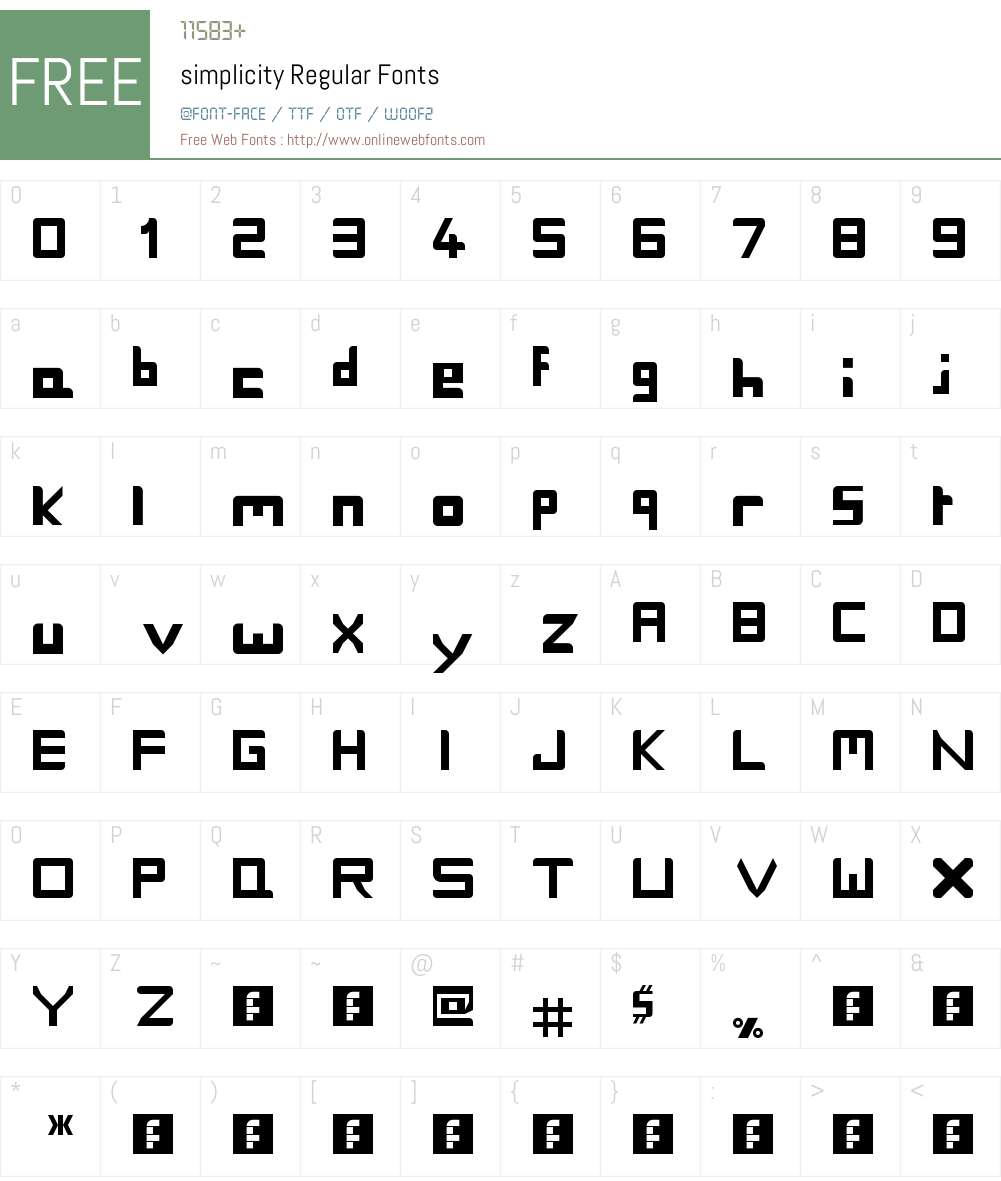simplicity Font Screenshots