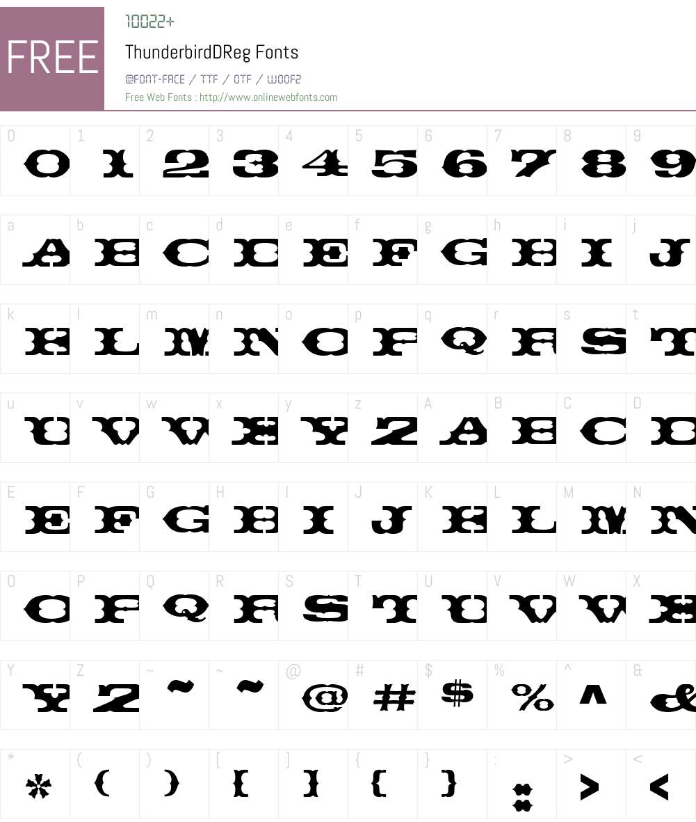 ThunderbirdDReg Font Screenshots