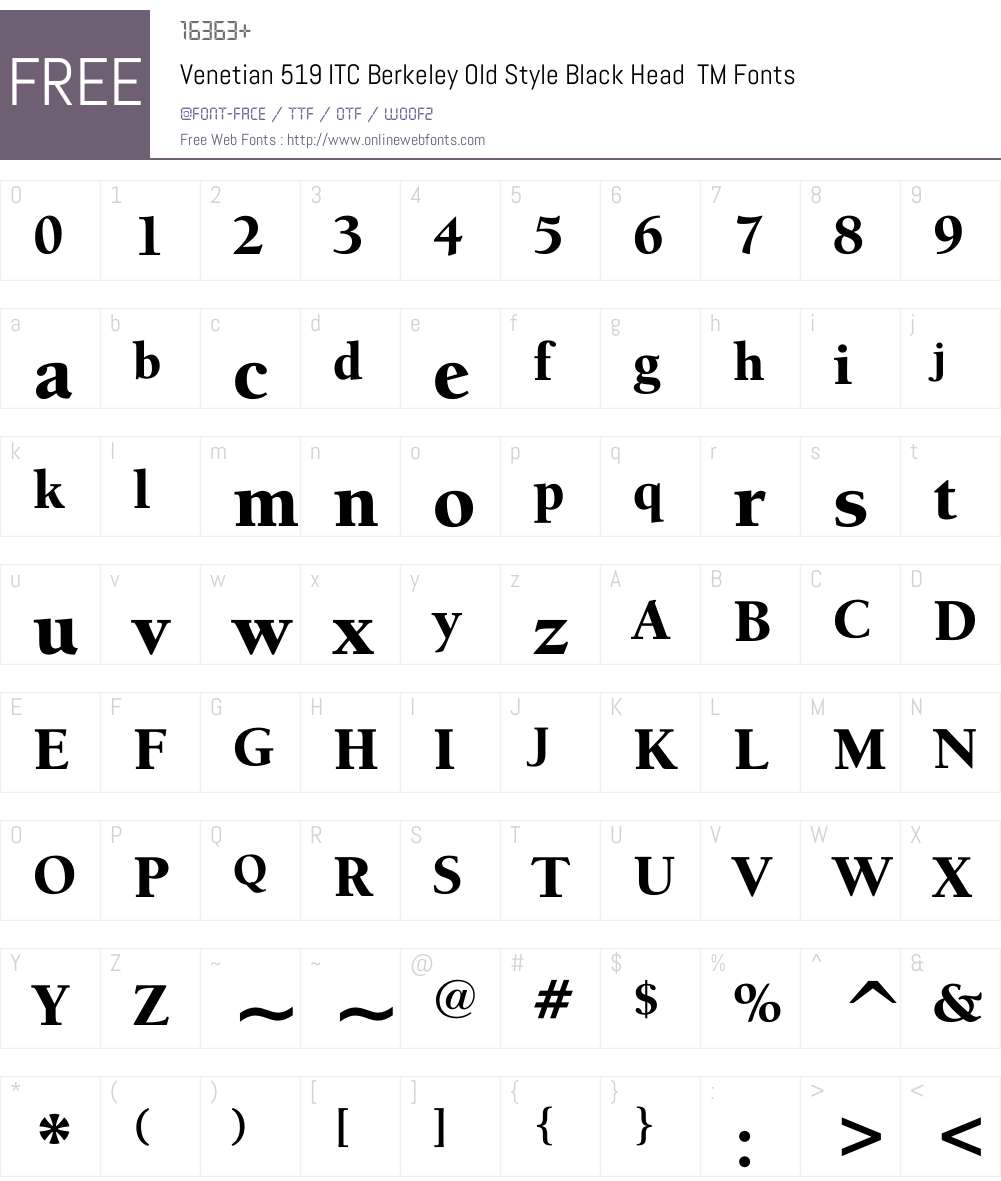 ITC Berkeley OldStyle Font Screenshots