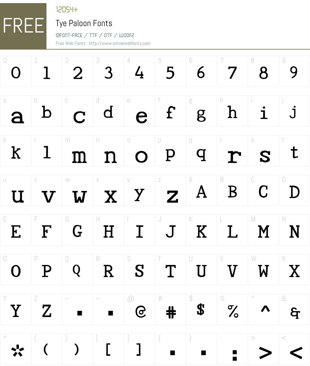 Tye Paloon Font Screenshots