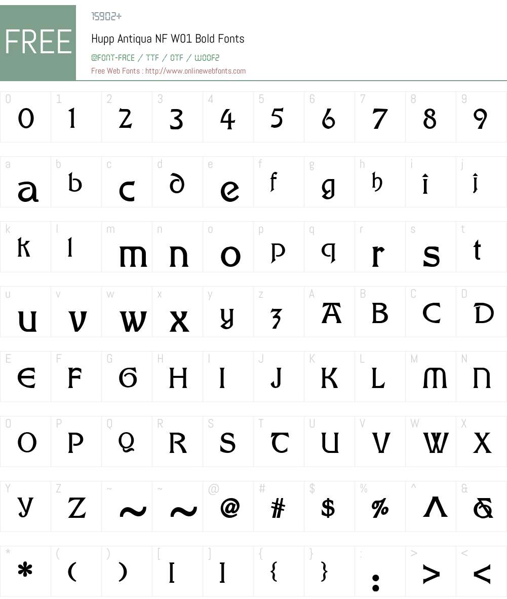 HuppAntiquaNFW01-Bold Font Screenshots