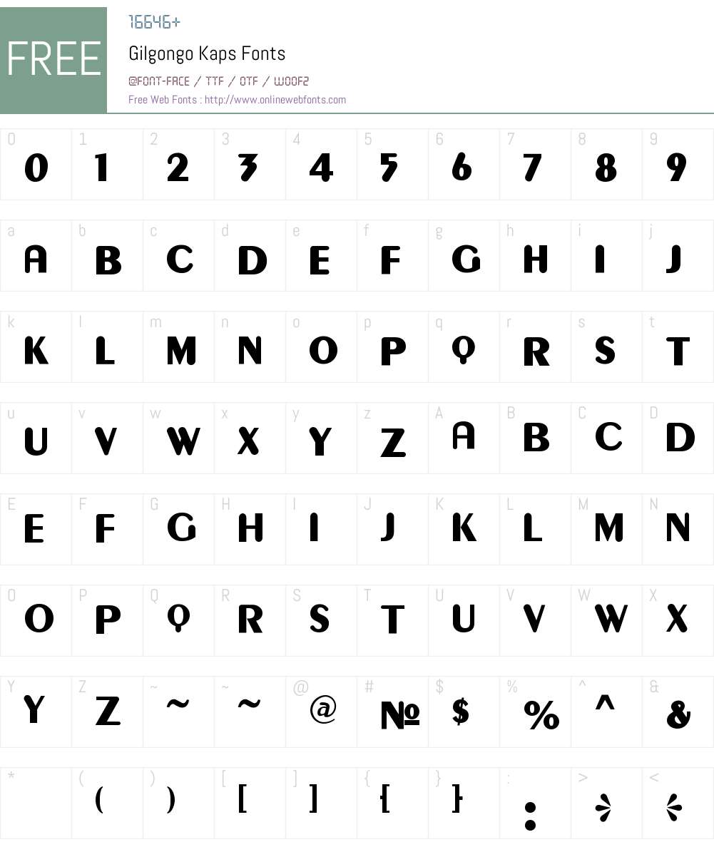 Gilgongo Kaps Font Screenshots
