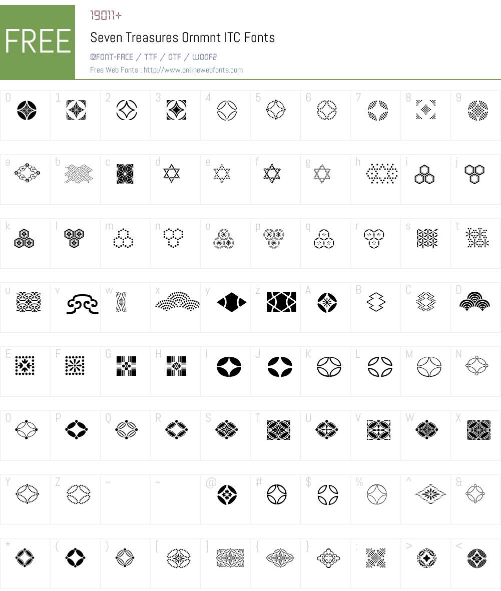 Seven Treasures Ornmnt ITC Font Screenshots