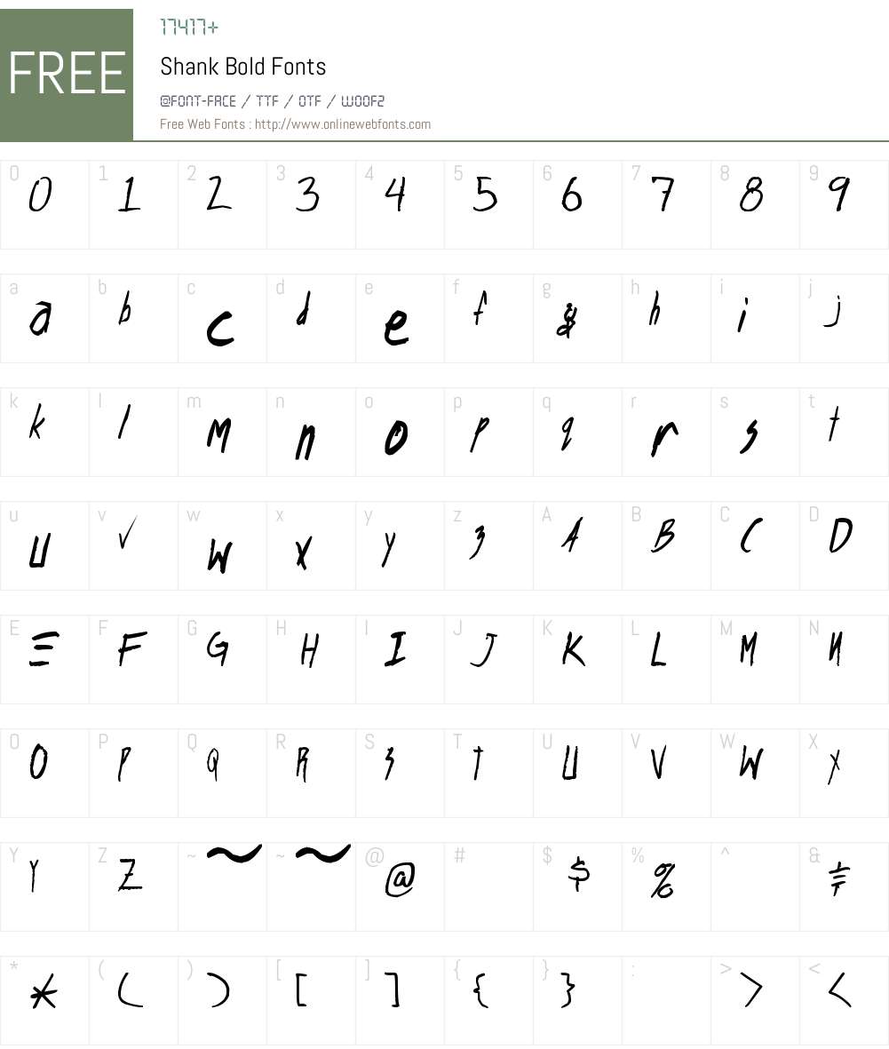 Shank Font Screenshots
