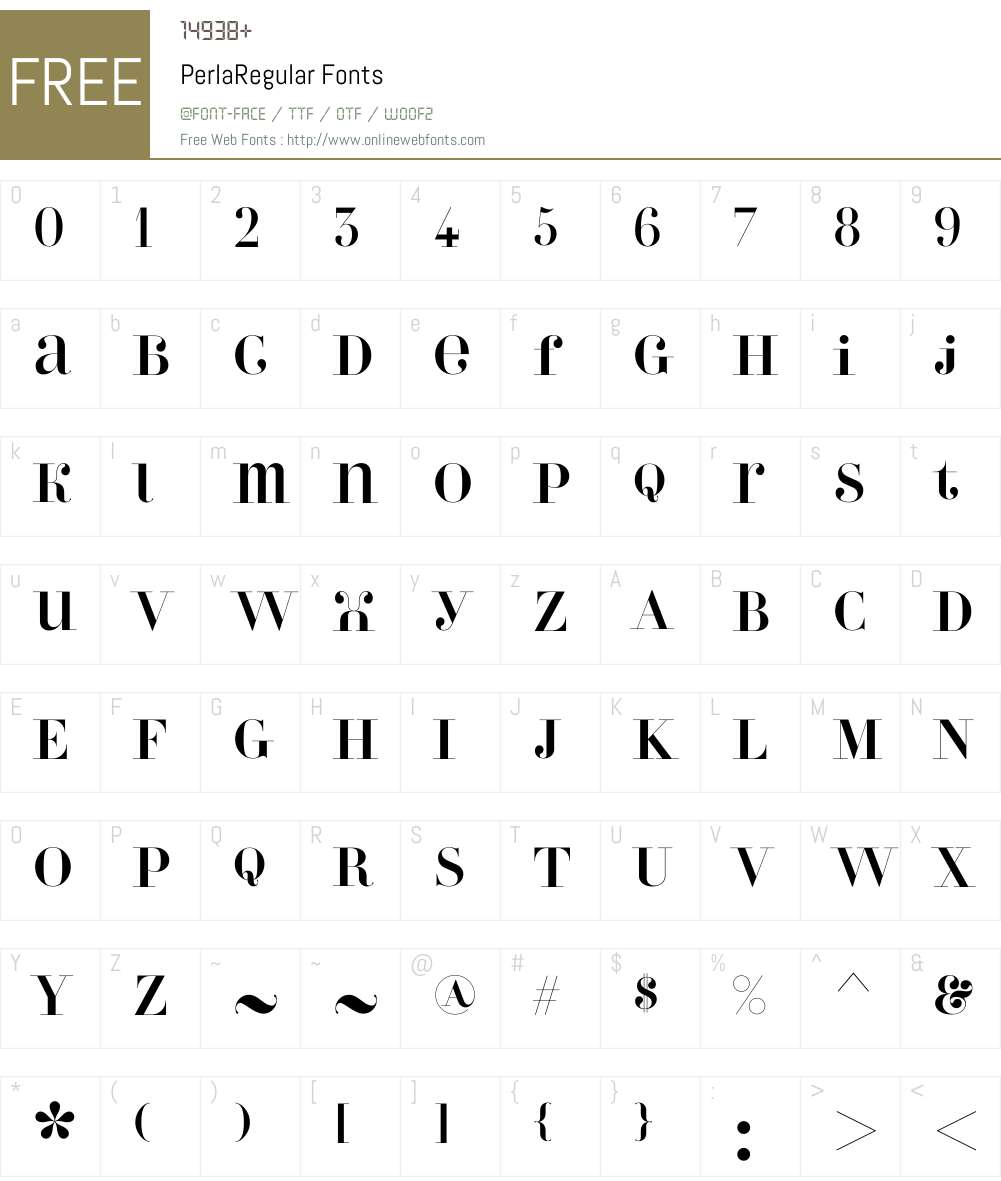 PerlaRegular Font Screenshots