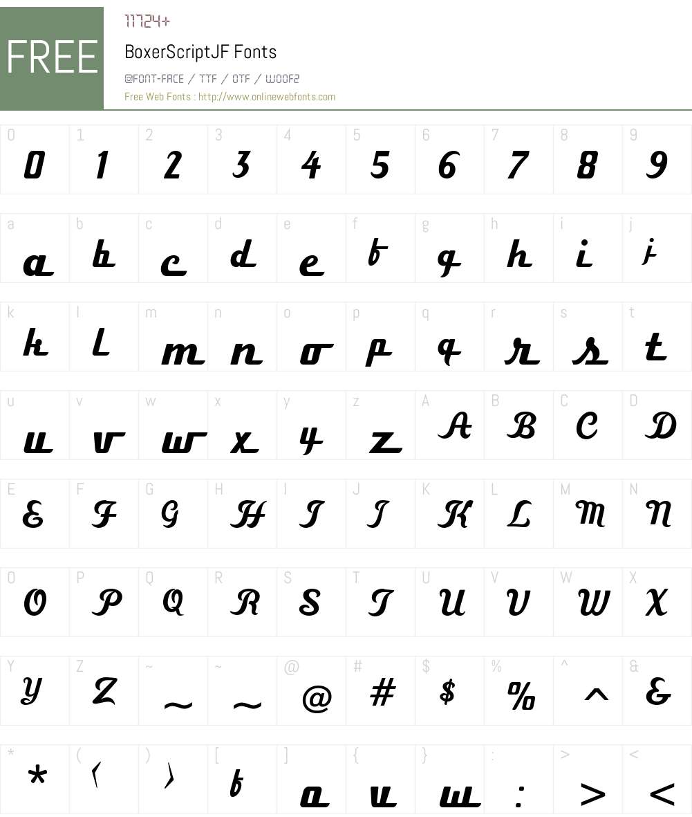 BoxerScriptJF Font Screenshots