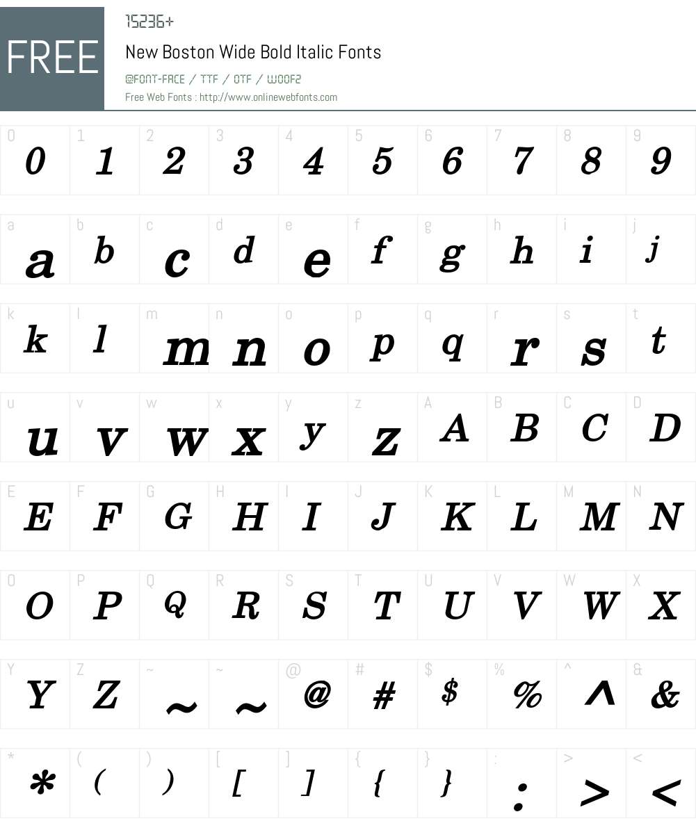 New Boston Wide Font Screenshots