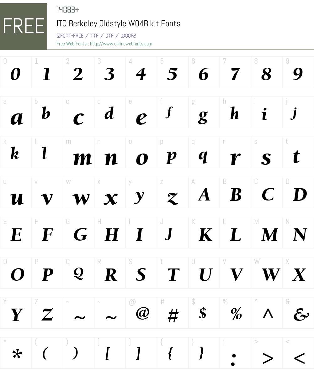 ITC Berkeley Old Style Font Screenshots