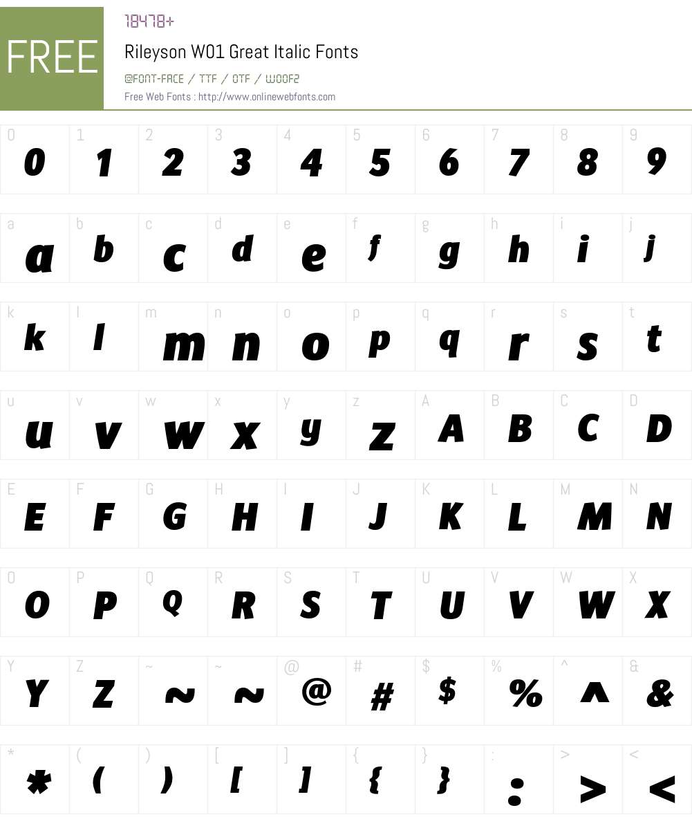RileysonW01-GreatItalic Font Screenshots