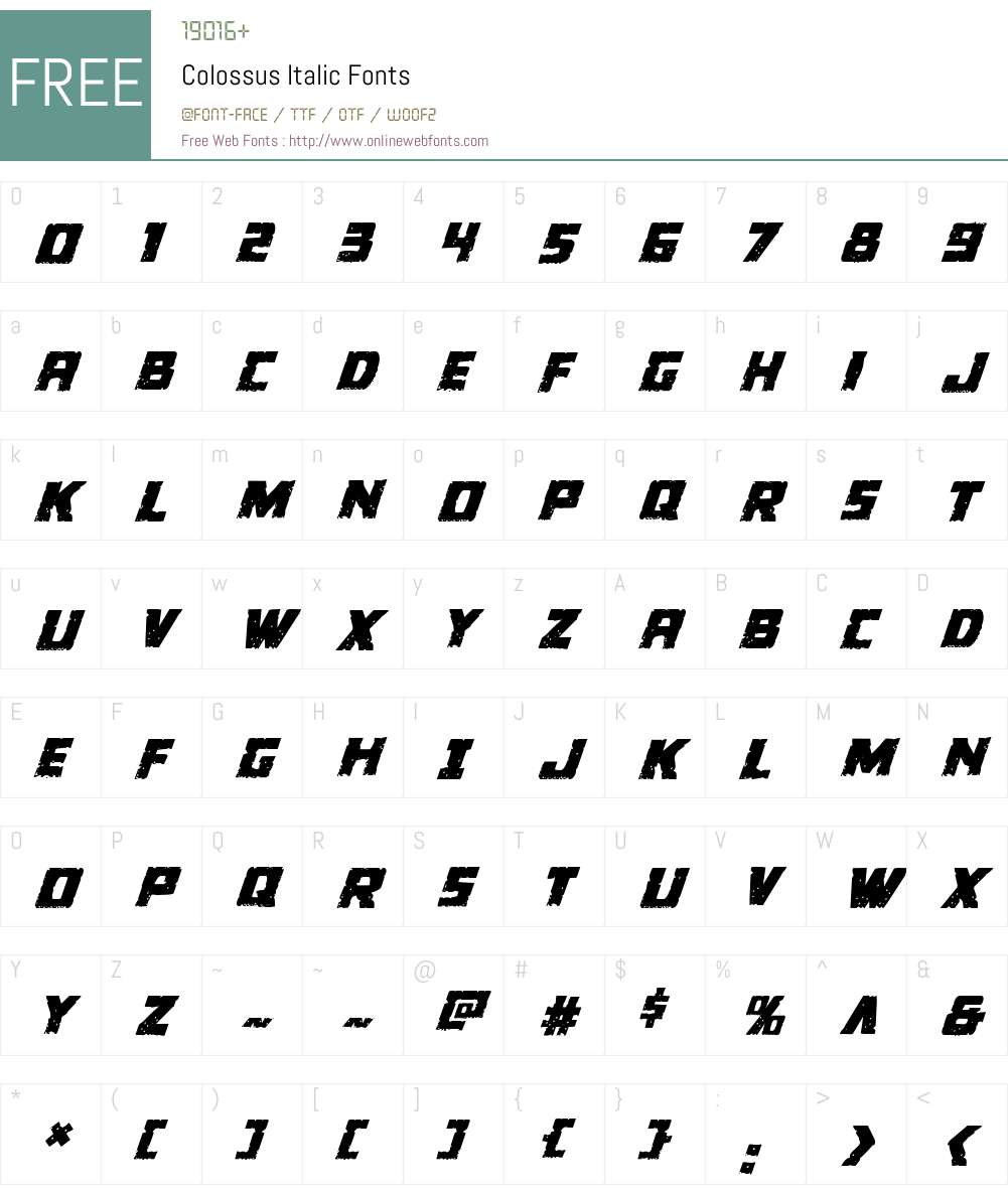 Colossus Italic Font Screenshots