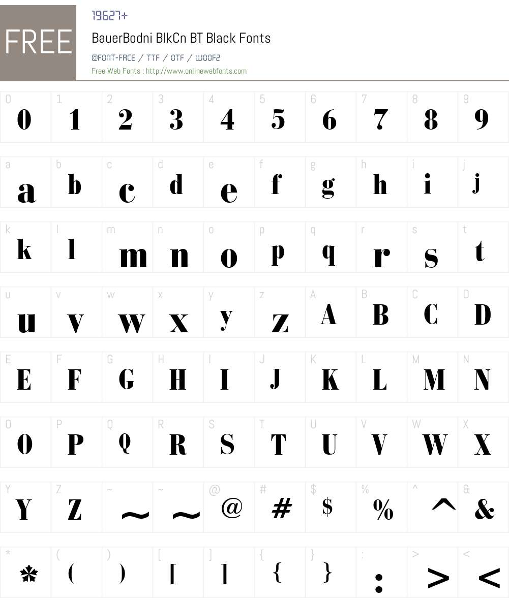 BauerBodni BlkCn BT Font Screenshots