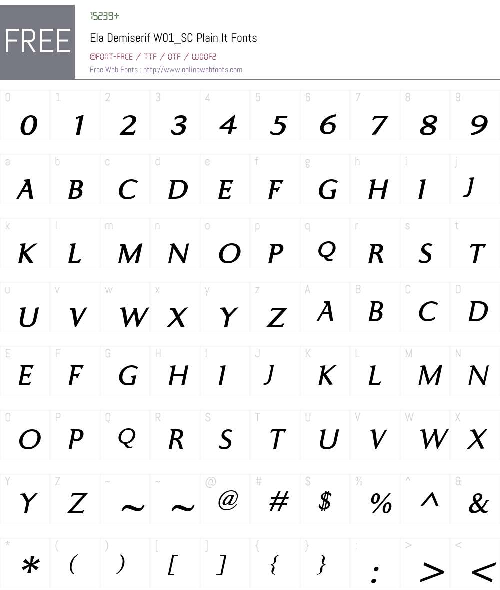 ElaDemiserifW01_SC-PlainIt Font Screenshots