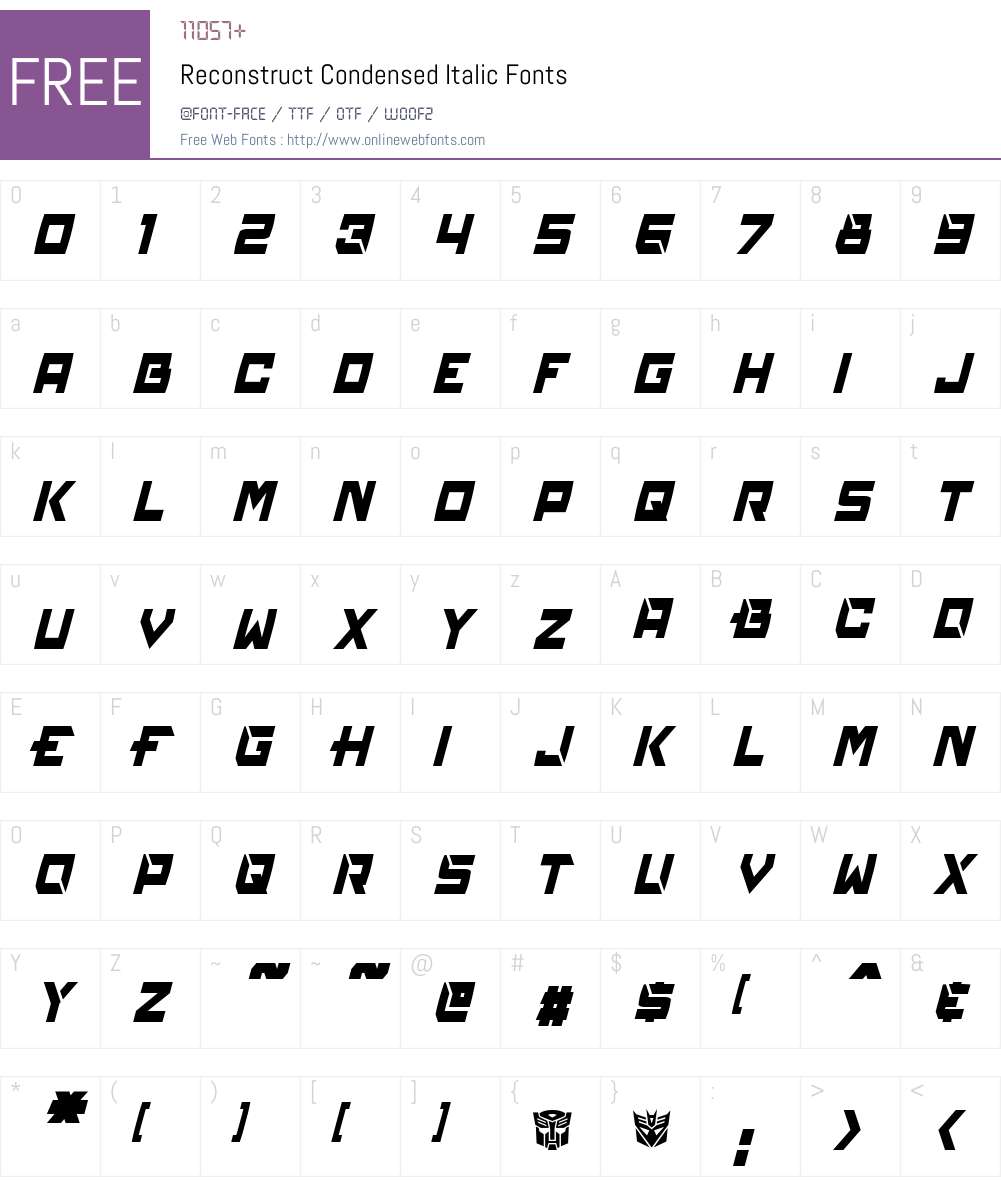 Reconstruct Condensed Font Screenshots