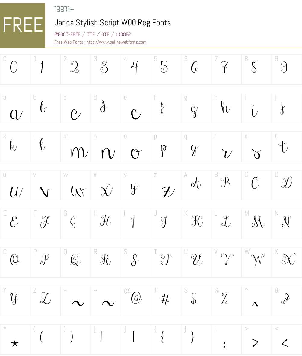 JandaStylishScriptW00-Reg Font Screenshots