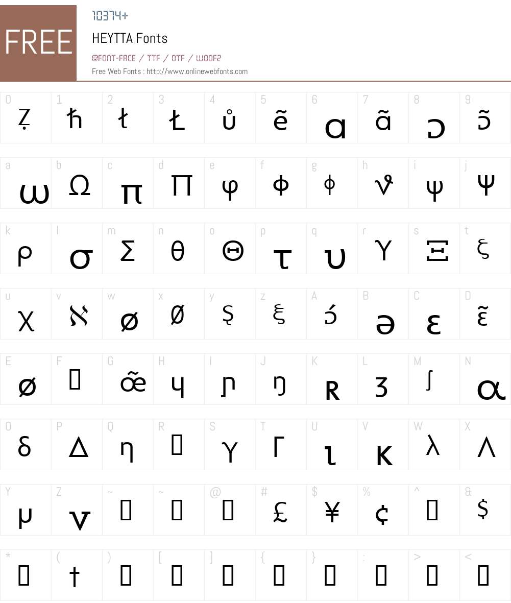 HEYTTA Font Screenshots