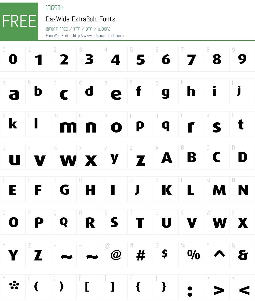 DaxWide Font Screenshots
