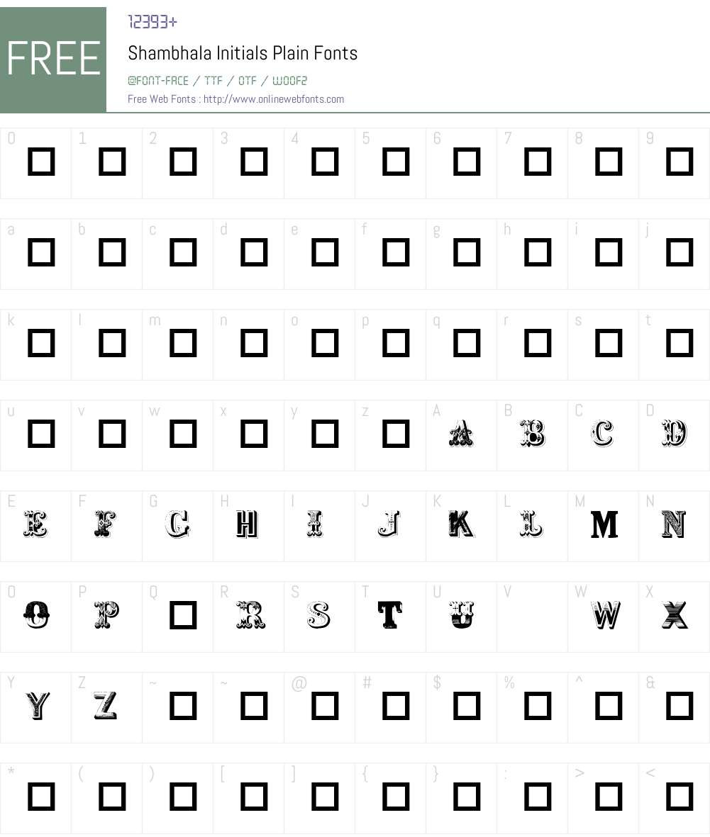 Shambhala Initials Font Screenshots