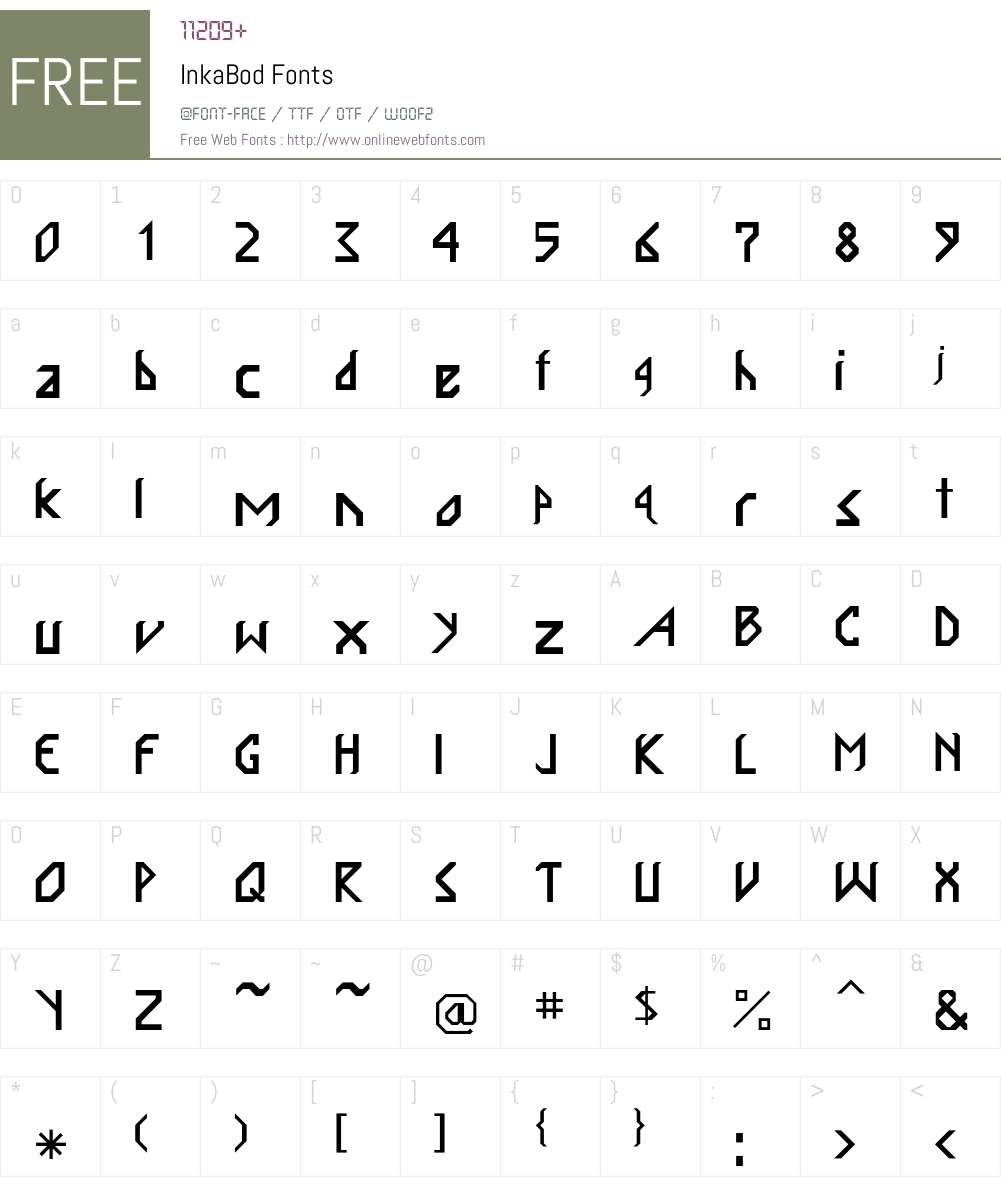 InkaBod Font Screenshots