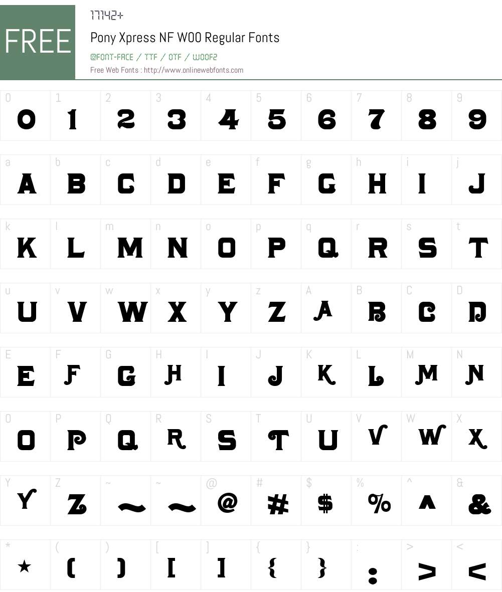 PonyXpressNFW00-Regular Font Screenshots