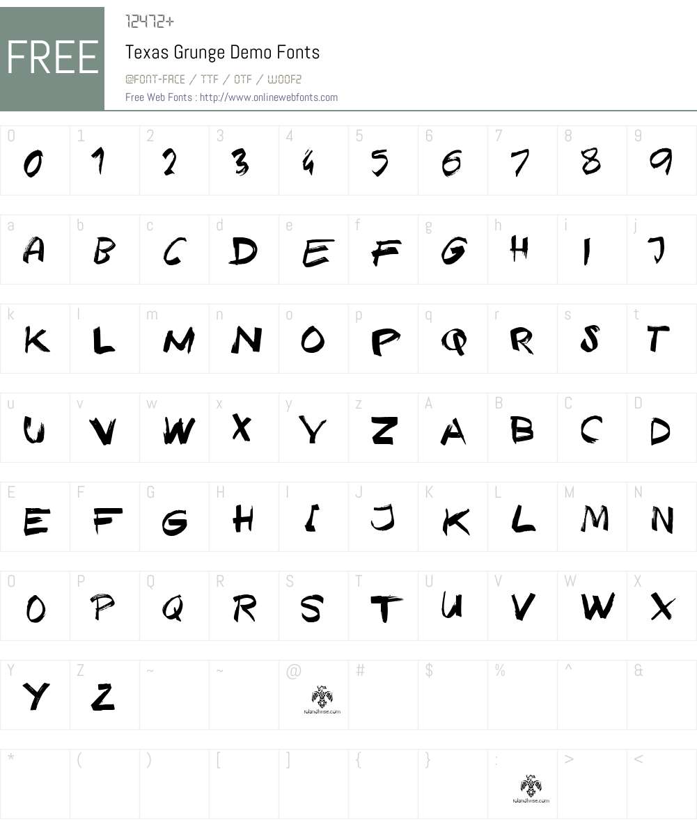 Texas Grunge Demo Font Screenshots